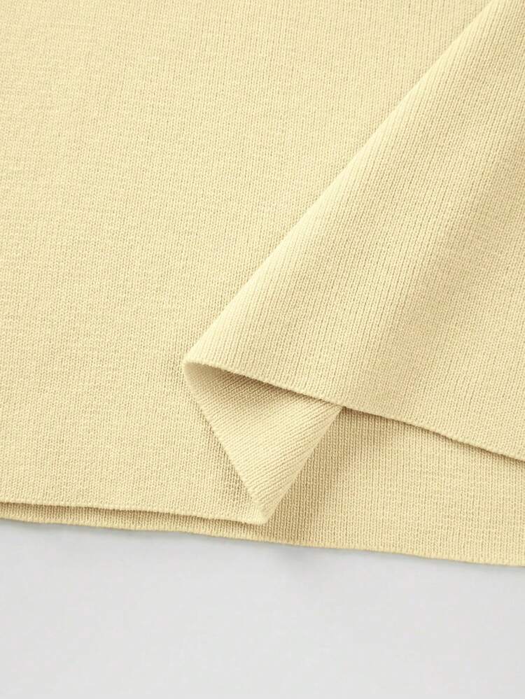 Rafferiza Women's Elegant Pale Yellow Autumn Knit Sweater Dress,Square Neck Backless Bodycon Mid-Length Cocktail Party Dress,High-Waist Ruffle Hem Dining Wear - Light Yellow - View 6