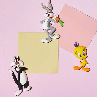 LOONEY TUNES X SHEIN 1 chiếc / 3 chiếc nam châm dán tủ lạnh hình động vật ngộ nghĩnh, vật trang trí tuyệt vời cho tủ lạnh.