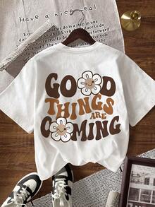 EMERY ROSE 休闲标语印花短袖T恤，夏季 - 白色 - 查看 5