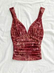 Soleia 女士优雅度假针织面料扭结肩带褶皱修身吊带背心，适合假日约会、下午茶、海滩、邮轮、城市旅行、音乐节、波西米亚风度假——室内外均可穿着 - 彩色 - 查看 5