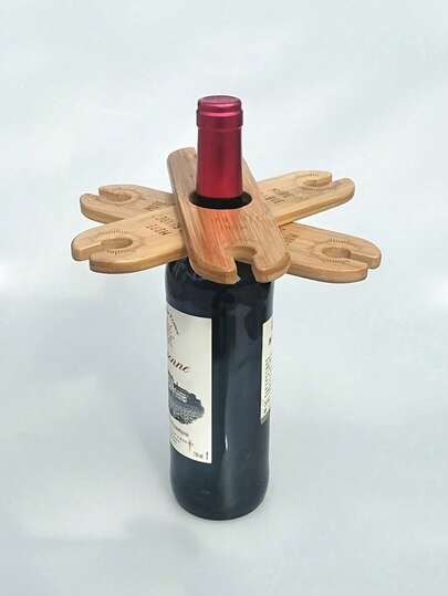 Giá đựng rượu bằng gỗ (1/2/3 chiếc), đồ thủ công mỹ nghệ bằng gỗ sáng tạo, món quà lý tưởng cho người yêu rượu, phụ kiện quầy bar - Chứa được 1 chai rượu và 2 ly rượu.