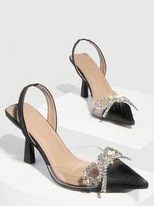 CUCCOO CHICEST 女士鞋 水钻装饰金字塔黑色高跟露跟时尚高跟鞋 夏季毕业高跟鞋 舞会高跟鞋 度假鞋 夏季促销 优雅高跟鞋 返校鞋 大学生鞋 圣诞节 秋季 新年 假期 - 黑色 - 查看 7