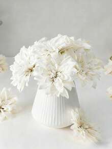 4.7英寸奶油白色带茎人造大丽花头（5/12/20个装），仿真花，适用于家居、婚礼、花园、DIY花环和节日礼物 - 乳白 - 查看 3