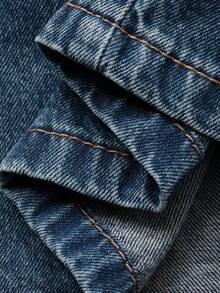 Dazy Plus Plus Size Women Vintage Washed Denim Deep V-Neck Sleeveless Jumpsuit, Spring/Autumn - Dark Wash - View 9