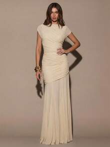 Đầm ôm sát không tay cổ tròn màu đỏ tía dành cho nữ, kiểu dáng thanh lịch, thích hợp cho kỳ nghỉ, lễ hội, Giáng sinh, tiệc tùng, hẹn hò, sinh nhật. - Màu be - Xem 4