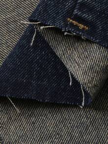 Dazy Tall Falda vaquera recta con dobladillo deshilachado y abertura para mujer alta, estilo casual de calle - Azul lavado oscuro - Ver 6