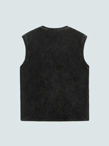Modcrash Hemo, Men's Street Graphic Tank Top, Slightly Stretchy Washed Black Crew Neck Casual Tank Top For Daily Wear - Black - View 2