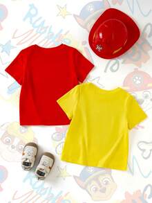 SHEIN | PAW Patrol 男童极简印花圆领短袖T恤 - 黃色 - 查看 3