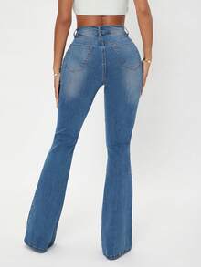 Flexra High Waist Flare Leg Jeans - Medium Wash - View 2