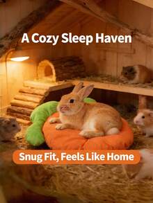 Carrot Shape Guinea Pig Bed, Small Pet Cave Bed, Warm Cozy Rabbit Hideout, Soft Plush Hedgehog Hamster Squirrel Nest House, Indoor Cage Sleeping Mat Accessory - Multicolor - View 4
