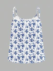 SHEIN EZwear Bộ 3 áo hai dây cỡ lớn, kiểu dáng tối giản, in họa tiết hoa, thích hợp mặc thường ngày. - Nhiều màu - Xem 8