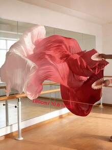 1 par de abanicos de velo de seda de imitación para danza del vientre, hechos a mano, de bambú plegables largos de 1,5 metros y 1,8 metros, velos fluidos para actuaciones, herramientas de danza ligeras para mujeres profesionales, para fiestas y festivales AHOT - gradiente rojo - Ver 9