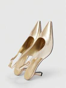 CUCCOO BIZCHIC Women's Elegant Sexy Gold Pointed Toe High Heel Pumps For Christmas Spring Shoes - Gold - View 5