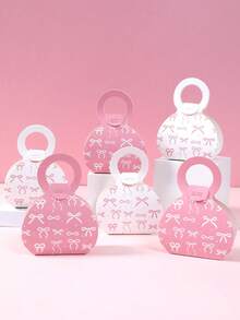 12 PCS Small Pink Bow Handbag Gift Boxes With Gift Tags And Bow Decorations Birthday Wedding Christmas Party Decorations Ladies Return Gifts Small Gift Bags Gift Wrapping Supplies - multicolor - View 2