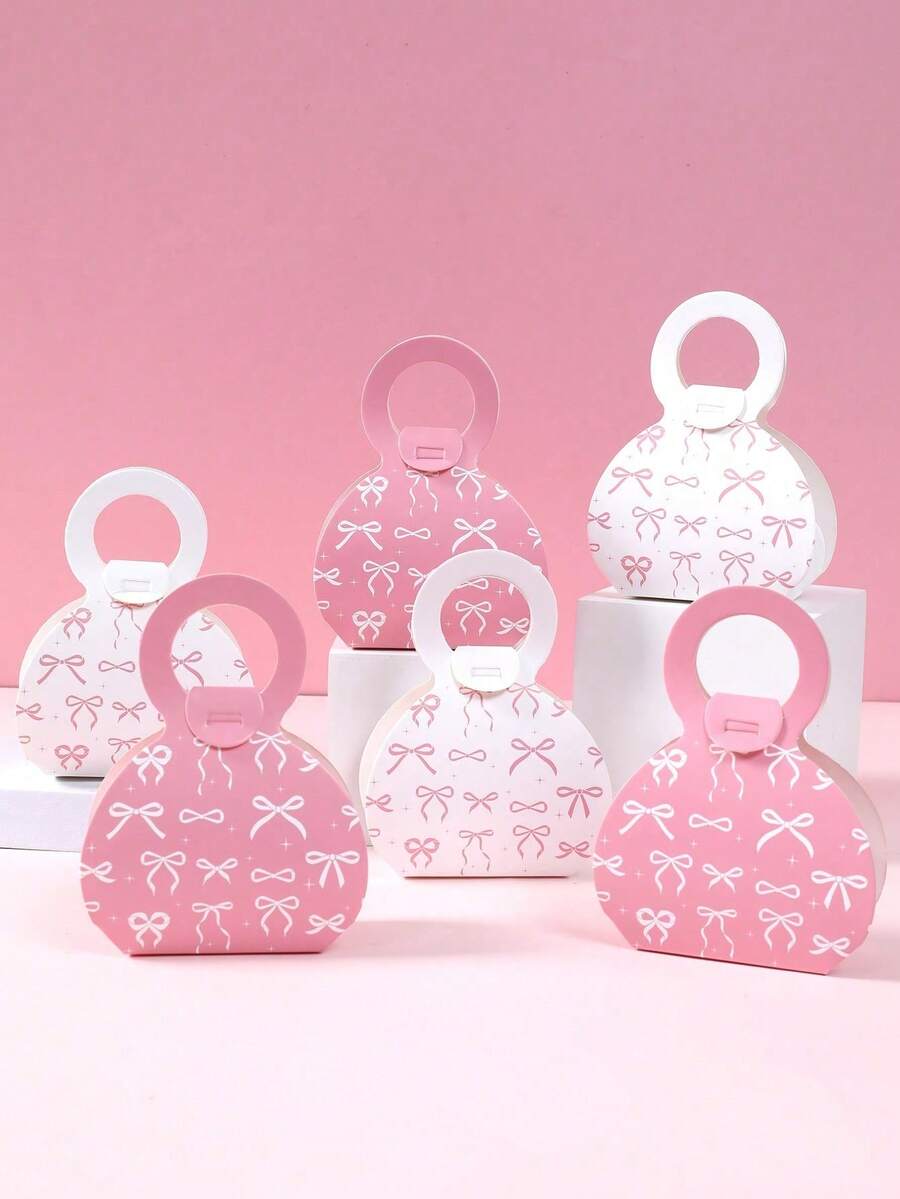 12 PCS Small Pink Bow Handbag Gift Boxes With Gift Tags And Bow Decorations Birthday Wedding Christmas Party Decorations Ladies Return Gifts Small Gift Bags Gift Wrapping Supplies