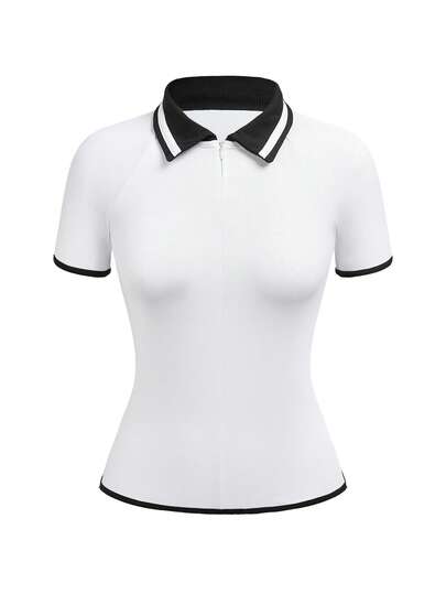 Cheerettes Women's Color Block Fitted Casual & Sports Short Sleeve Polo Shirt