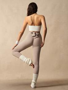 VARSIVA Solid Color High Waist Seamless Leggings - Volcanic Gray - View 8
