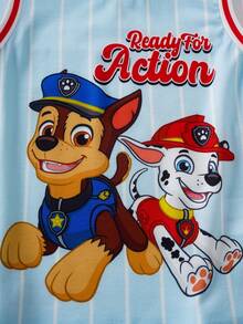 SHEIN | PAW Patrol Young Boy Letter & Cartoon Print Round Neck T-Shirt And Shorts Casual Daily Outfit - Multicolor - View 7