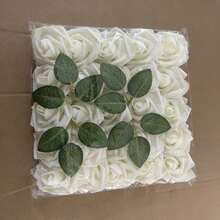 25 piezas de flores artificiales con tallos que parecen rosas de espuma real para ramos de boda DIY, centros de mesa de fiesta de novia, arreglos y decoraciones de mesas - flor rosa - Ver 8