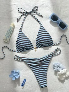 Swim Mod 女士热带印花两件式比基尼套装，休闲度假沙滩装 - 彩色 - 查看 1