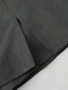 Franclia 女士纯色优雅办公通勤套装 - 灰色 - 查看 6