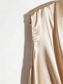 Franclia French Elegant Twist Waist Sleeveless Apricot Poplin Shirt - Apricot - View 3