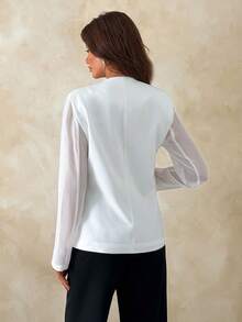 EURMUSE Women, Spring, Summer, Blazer, Weeding, Boho - White - View 2