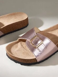 Solecia Pantofi de damă, papuci la modă cu talpă groasă, versatili, pentru primăvară și vară, pantofi de vacanță, pentru primăvară, primăvară, Paște și Crăciun - Aur roz - Vizualizare 5