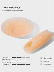 GLOWMODE 1 Pack Silicone Thin Seamless Adhesive Edge Non-Adhesive Center Reusable Nipple Covers Pasties Daily Casual Wear - Vanilla - View 6