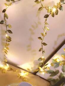 Approximately78-Inch Gold Leaf Fairy String Lights, Wedding Table Decor Lights, Indoor Holiday Wreath Fairy Lights (Batteries Not Included), Suitable For Wedding Table Center Decor, Wedding Backdrop Decor, Christmas Tree Decor - Gold - View 6