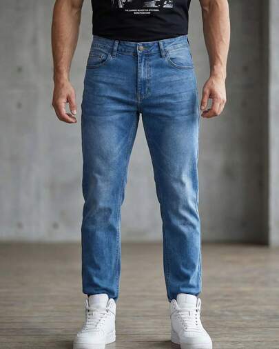 Pantalon Jeans Moderno De Corte Ajustado Moda Para Hombre