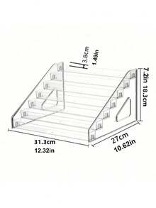 1 Pc Multilayer Reinforced Pyramid Stand Clear Acrylic Cosmetic Organizer Storage Rack For Perfume Skincare Makeup Display Shelf Living Room Bathroom Bedroom Home Decor - Clear - View 6