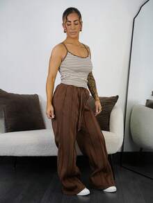 SAYEHFBABY 休闲灰色宽松直筒裤 - 棕色 - 查看 6