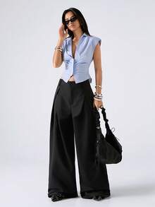 LYSMO Áo sơ mi nữ cổ bèo tay bồng kẻ caro kiểu dáng thường ngày - Màu xanh Ô liu - Xem 7