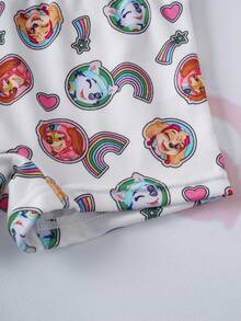 SHEIN | PAW Patrol Calzones elásticos con estampado de dibujos animados para niñas - Rosa - Ver 8