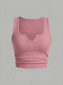 Slaydiva Plus Size Solid Color Cropped Tank Top, Casual & Minimalist, Suitable For Summer - Multicolor - View 1