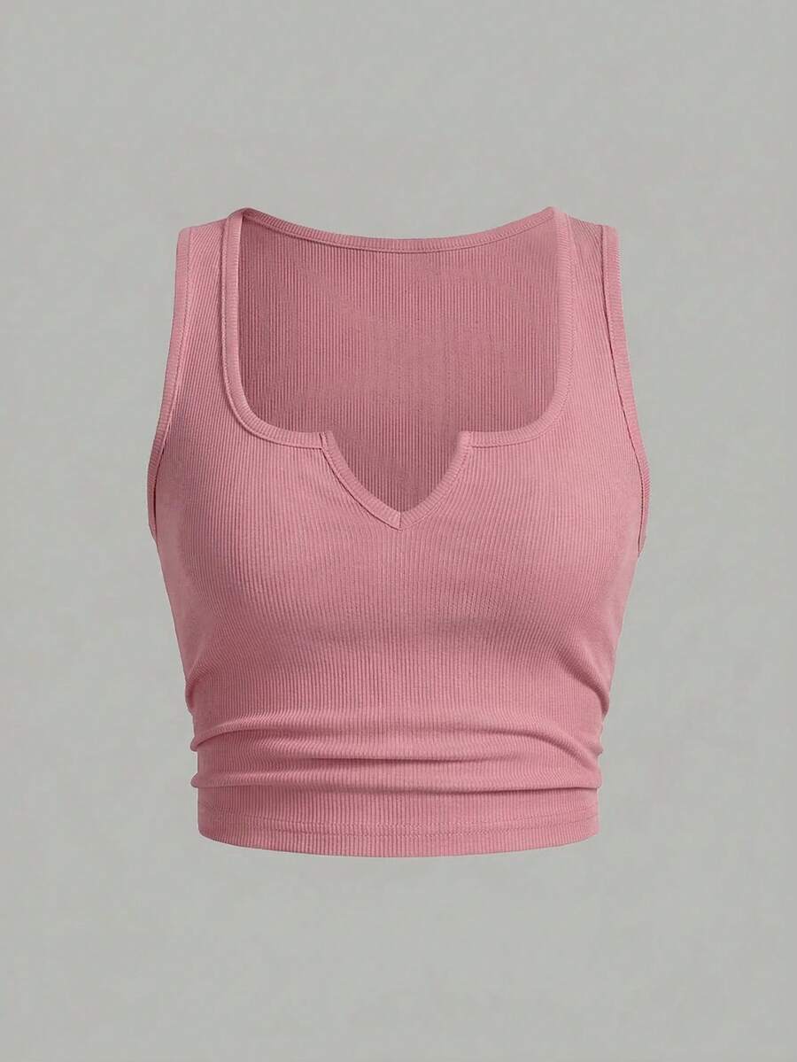 Slaydiva Plus Size Solid Color Cropped Tank Top, Casual & Minimalist, Suitable For Summer - Multicolor - View 1