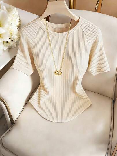 Franclia Camiseta de manga corta elegante, camiseta casual de ajuste ceñido, camiseta de verano para vacaciones