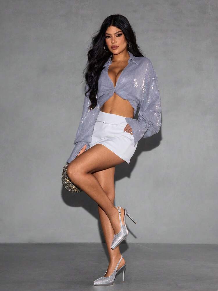 CUCCOO SZL Women Shoes Women's Pointed Thin High Heel Height Water Table Silver Rhinestone Women's High Heel Shoes Slingback Slingback Shoes Wedding Party Banquet Nightclub Stylish Gorgeous Simple High Heel Women's Shoes Spring Shoes