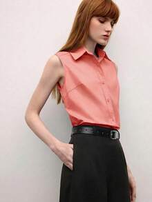 BizChic Áo sơ mi nữ cổ bẻ không tay cài cúc, đa năng cho công sở, các dịp trang trọng, đi làm thanh lịch, phong cách thường ngày, lãng mạn kiểu vintage thập niên 90, phù hợp cho tiệc tùng, lễ tốt nghiệp, mặc hàng ngày, khách dự đám cưới, phù dâu, chủ nhà, đi chơi, sự kiện xã hội, buổi hòa nhạc, lễ tốt nghiệp, bữa ăn trưa, sân bay. - Hồng - Xem 5