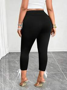 Elenzga Quần legging lửng cạp cao màu trơn dành cho nữ cỡ lớn, kiểu dáng thường ngày, đa năng. - Nhiều màu - Xem 2