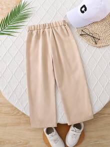 SHEIN 男童纯色休闲裤，适合上学、聚会等各种场合，时尚有型。 - 卡其色 - 查看 2