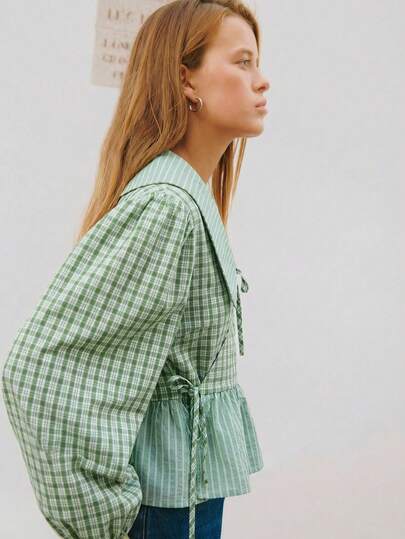 Nöista Long Sleeve Blouse With Combined Qualities In Checks And Stripes. Ideal For Spring Break Outfits Outfits, For Festive Resort And Spring, Spring Summer Looks.