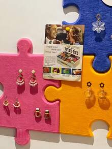 Joivida 4Pcs/9Pcs Ins-Style Self-Adhesive 3D Felt Puzzle Board, Wall Decor & Photo Display Message Board - Multicolor - View 10