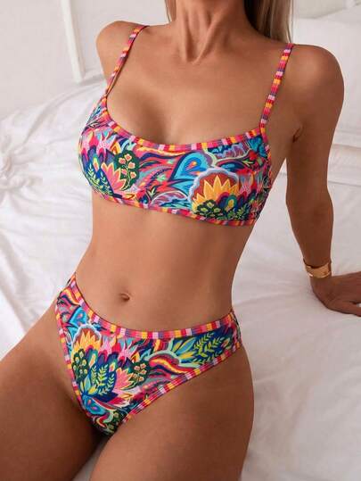 Swim Vcay 2026 Spring/Summer 2pcs Black & White Contrast Shell Trim Adjustable Strap Bikini Set For Women