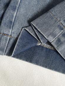 Quần short lửng denim dáng suông thoải mái, đa năng, dành cho bé gái, chất liệu mềm mại và thoáng khí, thích hợp cho các hoạt động mùa hè, đi học và mặc hàng ngày. - Rửa tối - Xem 7