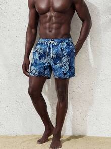 Manfinity Swimmode Men's Drawstring Waist All-Over Print Casual Beach Shorts - Multicolor - View 5