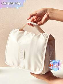 SHEIN 1 Túi đựng đồ trang điểm treo đa năng, Túi đựng đồ, Sức chứa lớn, Thuận tiện mang theo làm quà tặng Giáng sinh cho ngày lễ, Phong cách Boho - Màu be - Xem 3