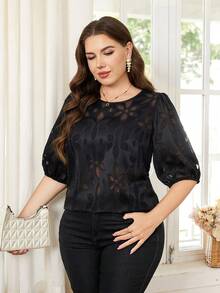 Reflora Áo kiểu dáng mùa hè thoải mái, màu trơn, khoét eo, thời trang, cỡ lớn dành cho nữ. - màu đen - Xem 6