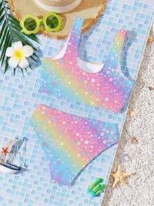 Bộ đồ bơi hai dây và bikini tam giác tối giản, thoải mái dành cho bé gái, thích hợp cho mùa hè. - Nhiều màu - Xem 4